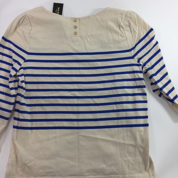 Juicy Couture XL Jersey Stripe Ivory Blue Top - Picture 3 of 8